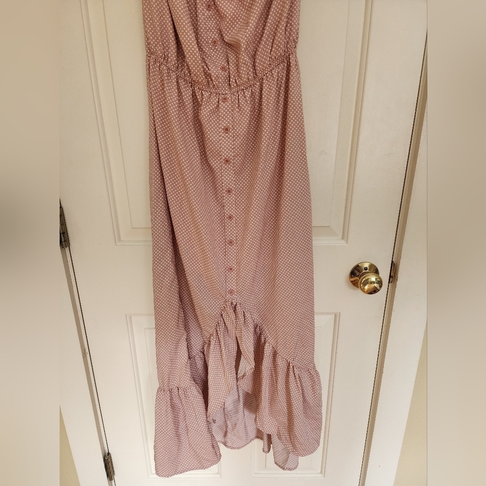 Showpo maxi dress blush polka dot off the shoulder peasant party romantic size 4 - Picture 8 of 12